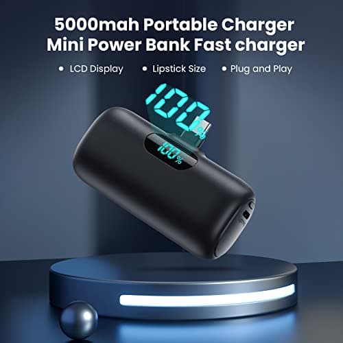 Feob Power Bank USB C 5000mAh,15W PD 3.0A Fast Charging Portable Charger Mini Power Bank LCD Display Battery Pack Compatible with iPhone 17/16/15 Series, Samsung S25/S24/S23 Series, USB C Phones etc — view 6