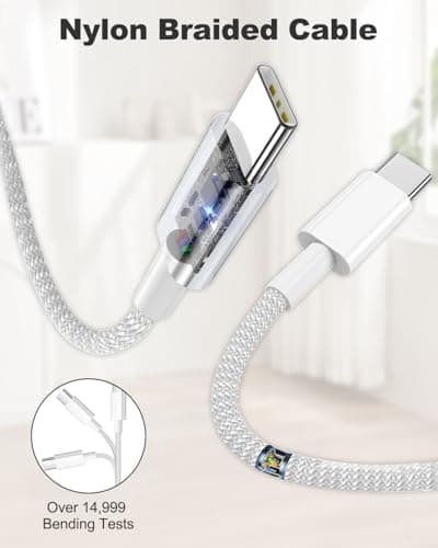 iPhone 15 16 17 Fast Charger, 20W USB C Charger Plug and Nylon Braided Cable 2M for iPhone 15 16 17 Pro Max/Pro/17 Air/17 16 15/iPad Air, USB C Plug UK Power Adapter with USBC to Type C Charging Cable — view 4