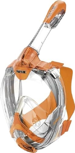 SEAC AMICA, Full Face Snorkel Mask for adults and children from 6 years of age, phthalate-free hypoallergenic polymer face mask, orange, L/XL