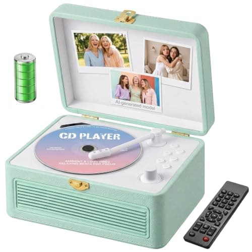 Gueray Portable Leather CD Player Bluetooth with Speakers 3600mAh Battery