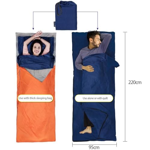 MYCARBON Travel Sleeping Bag Liner 100% Cotton, 220 x 95cm, Zipper type — view 4