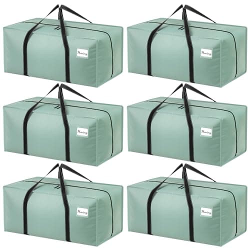 Dntorx 6 Pack 90L Moving Bags with Zips, Heavy Duty, Green