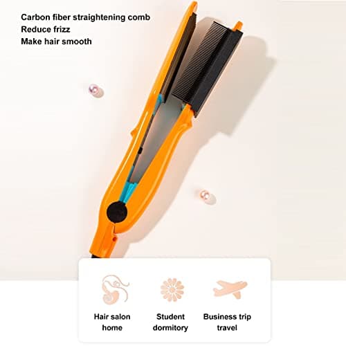 Carbon Fiber Hair Comb for Straightening and Styling - Hairdressing Attachment for Electric Straightener (Black) — view 4
