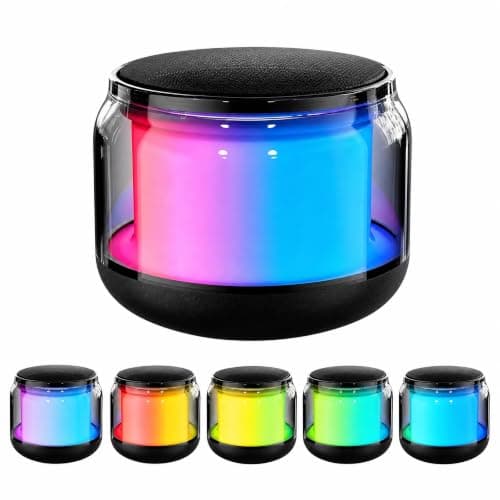 Bluetooth Speaker,Portable Wireless Speakers With RGB Light,5-20H Playtime Stereo Bass, IPX5 Waterproof,Mini Speaker Wireless BT 5.2 Dual Stereo Pairing,10M Range for Home Party Camping Travel,Outdoor