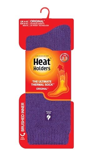HEAT HOLDERS - Mens & Womens 2.3 Tog Original Thermal Socks | 3 Sizes | Thick Warm Fluffy Insulated Socks for Winter | Ideal for Raynauds (4-8, Purple) — view 3