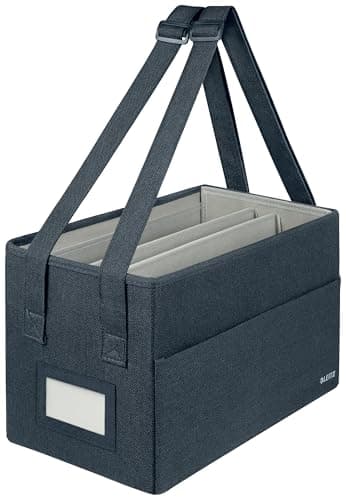 Leitz Fabric Compact Hot Desking Work Bag, Foldable Laptop Bag for Stationery & Accessories, w. Adjustable Carry Handles, 370 x 210 x 220 mm, Velvet Grey, 65760089