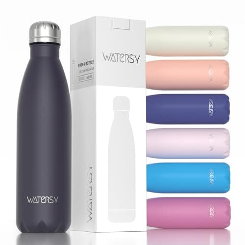 WATERSY Stainless Steel Insulated Water Bottle, Double Walled Metal Vacuum Flask Keep 24 Hrs Cold & 12 Hrs Hot Thermal Metal Sports Bottles 500ml BPA Free for Outdoor, Work, Gym, School (Dark purple)