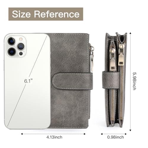 GOIACII Leather Purses for Women, Bifold Compact Womens Wallet with RFID Blocking, Medium Ladies Purse Credit Card Wallet with 16 Card Slots and Zip Coin Pocket — view 6