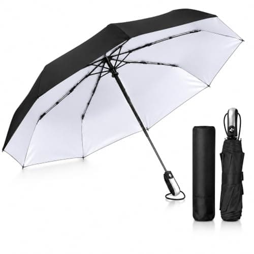 MAR Windproof Travel Umbrella, Compact Automatic Folding, Black
