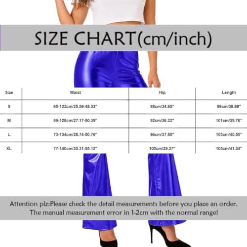 Women's Shiny Vegan Leather Flared Pants, High Waisted with Tummy Control, Bell Bottom Leggings for Festival, Concert, and Club Wear (1-Black, S) — view 4