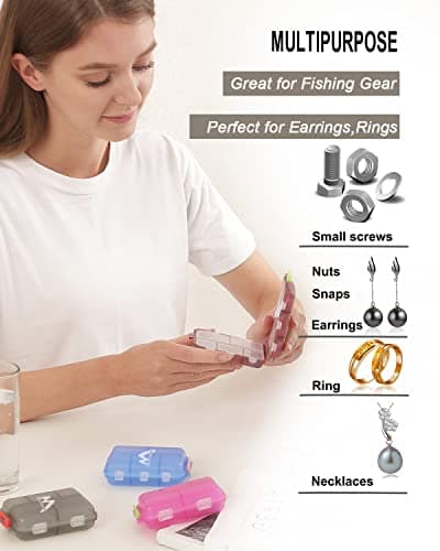 4 Pack Pill Case Portable Small Weekly Travel Pill Organizer Portable Pocket Pill Box Dispenser for Purse Vitamin Fish Oil Compartments Container Medicine Box — view 4