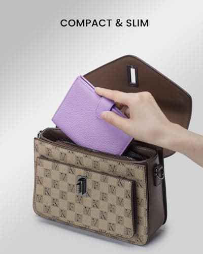 Karmiir RFID Passport Holder Travel Wallet Compact for Women, Leather Passport Cover Wallet with Card Holders SIM Slots,Zippered Coins Pocket and Cash Compartment Slim Travel Wallet, Light Purple, — view 6