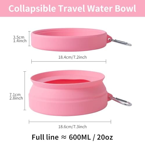 SLSON Non Spill Dog Water Bowl for Car Collapsible Dog Travel Bowl Integrated Molding Portable Pet Drinking Bowl for Road Trip (Peach Pink) — view 4