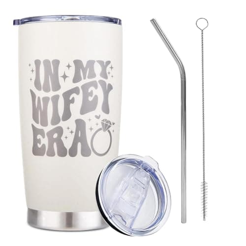 Velorin Bride to be Tumbler, Bridal Shower Gifts Insulated Travel Mug, Bridal Gifts for the Bride Insulated Water Bottle for Travel, Stainless Steel Coffee Mug with Straw Lid, Straw