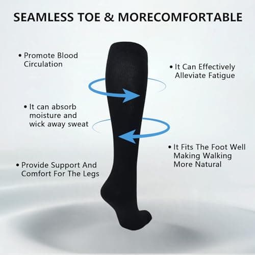 Bamboo Compression Socks Women Men 15-20 mmHg – 4 Pairs Knee High Flight Socks for Travel, Nurses & Pregnancy | Graduated Support, Soft Breathable Bamboo Viscose, Size L/XL (EU 39-42), Blac — view 3
