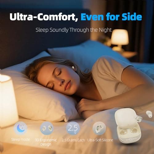 Sleep Earbuds, Bluetooth 5.4 Sleep Headphones with Dedicated App, Dual Sleep Modes, 48H Sleep Earphones with 7 EQ Modes, 5 White Noise, Mini Sleep Ear Buds for Napping/Sleeping/Traveling, Beige — view 2