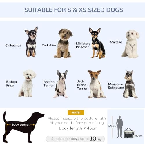 PawHut 70cm Foldable Pet Carrier for Small Dogs Cat Carrier Grey — view 5