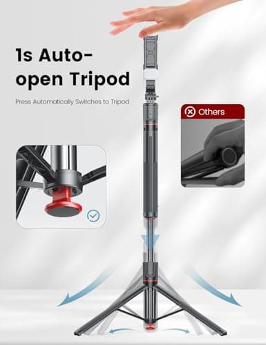 67" Longer Selfie Stick, Tripod for iPhone with 2 Fill Lights — view 5