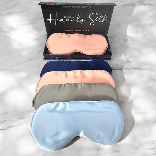 Millie & Boo Silk Sleep Mask - 100% Pure Organic Mulberry 19 Momme Silk Eye Mask for Sleeping |Comfortable Eye Mask with Elastic Band for Women & Men - Gift Box Included (Light Pink) — view 5