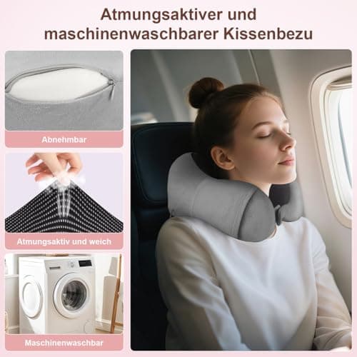 Nexellent Neck Pillow for Airplane, Travel Pillow, Memory Foam neck pillow for travel – Complete Set with Sleep Mask, Earplugs, and Carrying Bag. — view 4