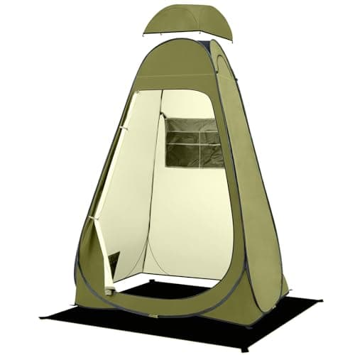 BRIAN & DANY Pop Up Toilet Tent, Portable Shower Privacy Changing for Hiking Beach, UPF 50+ & Waterproof, 120 x 120 x 190cm, Olive Green