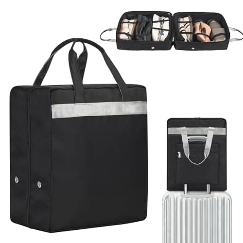 Shoe Bags for Travel with Handle, Travel Shoe Bags for Packing, Portable Shoes Storage Bag Organizer, Travel Luggage Shoe Bag for Women Men Holds 6 Pair of Shoes (Black)