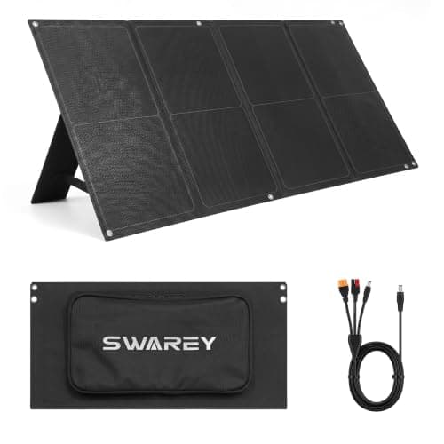 SWAREY 60W Portable Solar Panel, Foldable Monocrystalline Solar Charger with USB-A, 30W USB-C, 18V DC Output, 4-in-1 Connector for Power Station Phones Power Banks Tablets
