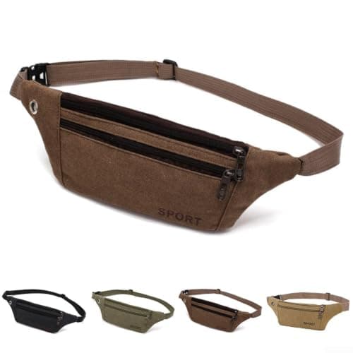 Honseadek Men Canvas Waist Bag Cross Body for sling Pouch for Running — view 5