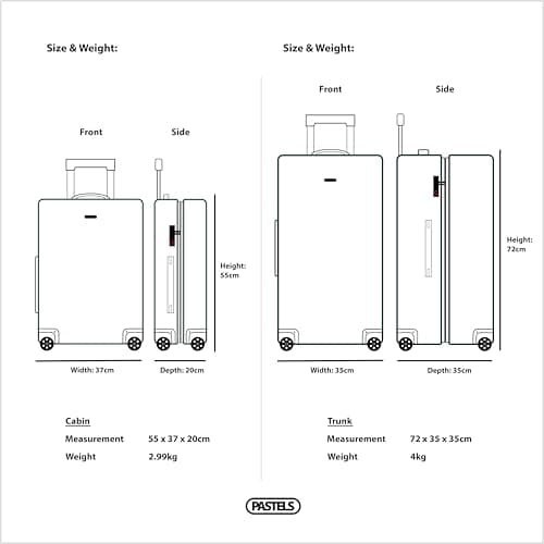 PASTELS® Cabin Suitcase – 100% Polycarbonate Carry On Luggage | 55x37x20 | Lightweight Hard Shell with 4 Spinner Wheels & TSA Locks | Fits Ryanair, EasyJet, Jet2 (Pacific Blue, Cabin - 55 x 37 x 20cm) — view 2