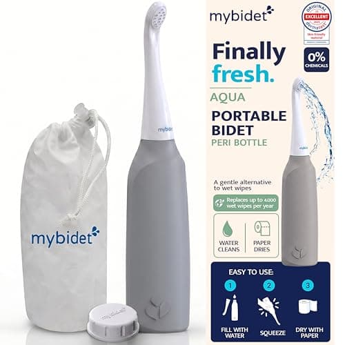 Portable Bidet Peri Bottle Postpartum, Travel Bidet, Perineal Bottle, Bidet Sprayer for Toilet, Hemorrhoids, Muslim Shower, Washlet (Aqua Home Grey)