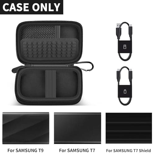 GWCASE for Samsung T9/T7/T7 Shield SSD Case, Anti-Shock, Black — view 2