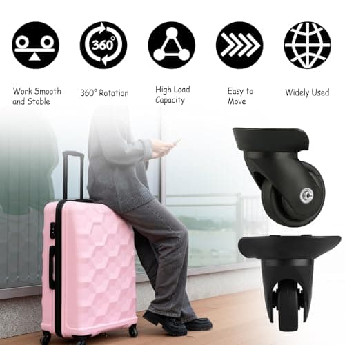 4Pcs Luggage Replacement Wheels, 45x18mm Universal Suitcase Wheels, Rubber Replacement Trolley Swivel Caster, Luggage Cart Wheels, Suitcase Repair Kit with Bearings — view 3