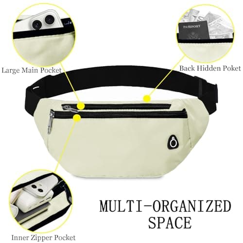 Rosoz Bum Bag, Belt Bag Women's Bum Bag Men's Gifts Sports Hip Bags for Outdoor Travel Running Cycling, beige — view 2