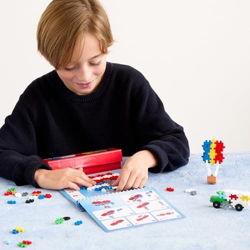 Plus Plus Travel Toys - Building Blocks Puzzle Play, Ideal Train, Car, or Plane Activities for Kids, 12 Pages with 125 Pieces in Attached Storage, Girls and Boys Toys Age 5 Plus - Transportation — view 6