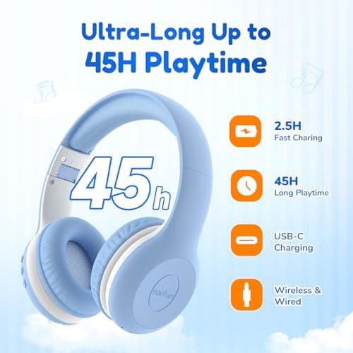 EarFun K2 Kids Headphones Wireless with Mic 45H Playtime, Volume Limit — view 6