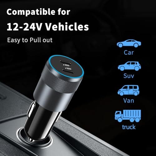 5 Pack USB C Car Charger Adapter, Aymla 60W Dual PD 3.0 Auto Cigarette Lighter Car Plug 2 Ports Type-C Fast Charging for iPhone 16 Pro Max/15 Plus, Samsung Galaxy S25 Ultra, Google Pixel 9, iPad — view 5