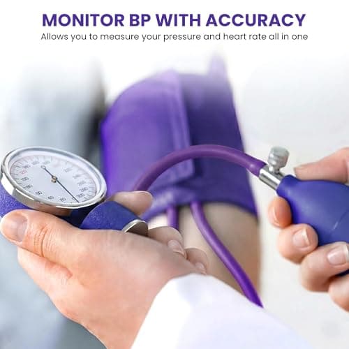 Primacare Medical DS-9197-PU Professional Classic Series Manual Adult Size Blood Pressure Kit, Emergency Bp kit with Stethoscope and Portable Leatherette Case, Nylon Cuff, Purple — view 5
