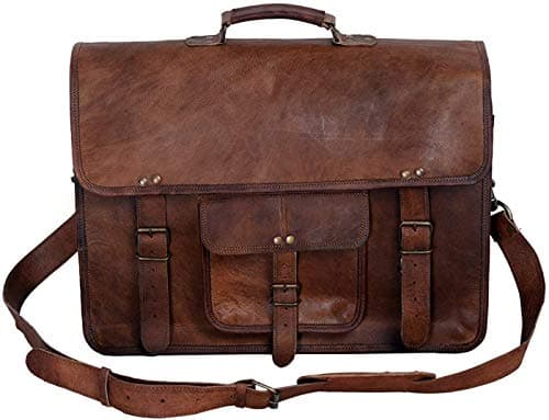 16 Inch Leather Briefcase for Men & Women, Laptop Messenger Computer Bag