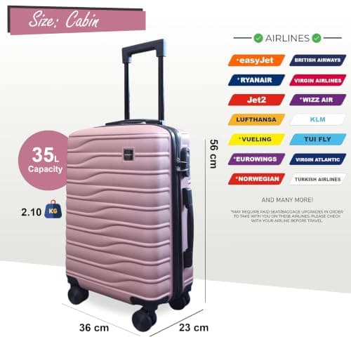 Infinity Leather Hard Shell Rose Gold Cabin 56 x 36 x 23 cm Secure Luggage Suitcase Suitable for Easyjet, Ryanair — view 2