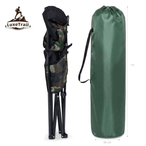 LuxeTrail Padded Folding Camping Chair, Ergonomic High-Back — Camo/Black — view 6