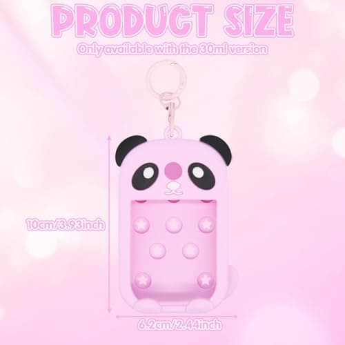 Silicone Case for Touchland Hand Sanitizer Spray with Keychain, Adorable Panda Hand Sanitizer Spray Cover for Power Mist & Glow Mist 1 FL Oz/30ML Bottle, Cute Pink Protector Sleeve for Travel — view 2