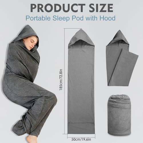 Vibe2Go Alide Sleep Pod 360 Wrap Wearable Compression Blanket, Sensory Calming Sleep Sack for Adults, Washable Portable Travel Sleeping Bag, Grey 185x50cm — view 2