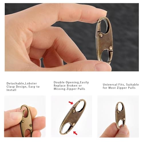 4 Pcs Small Zipper Clips,Double Opening Snap S Hooks Backpack Zipper Lock Anti Theft,Detachable Gunmetal Anti Theft Zip Lock for Bag, Tent, Handbags, Camping, Fishing, Traveling, Outdoor Sports — view 4