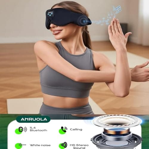 Topnma Sleep Mask Headphones, 3D Contoured Eye Mask for Side Sleepers Gift — view 5