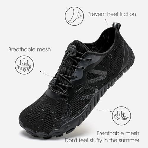 Barefoot Shoes Men Women Water Shoes Wide Lightweight Walking Shoes(A Black,9UK) — view 2