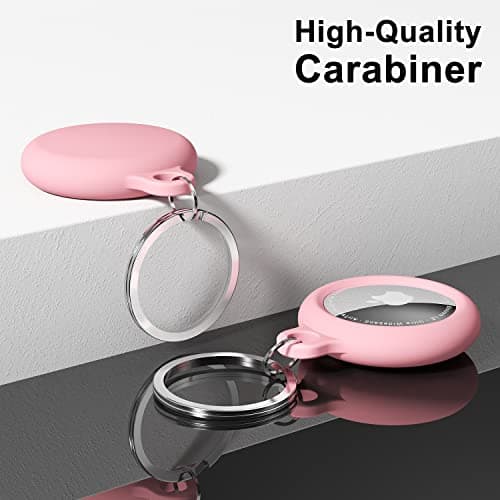 oakxco for Airtag Keychain Silicone, Airtag Holder with Key Ring, Air Tag Cover Cute Accessories for Kids, Luggage, Car Dog Collar, Car, Compatible with Apple Airtag Case Waterproof Tracker, Pink — view 4
