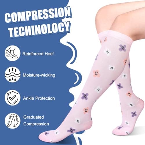 DiULi 3 Pairs Knee High Socks for Men and Women, Black, L/XL — view 5