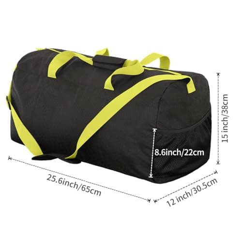 Eono 90L Foldable Travel Duffle Bag Hold All Travel Luggage Bag Holiday Pack with Multi-Pockets for Women Men (Black+Yellow) — view 2