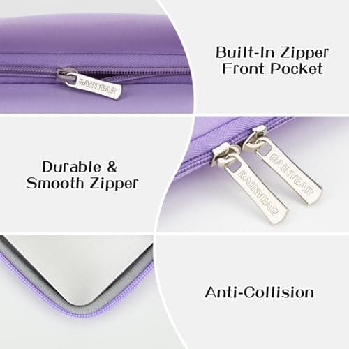 RAINYEAR 15.6 Inch Laptop Sleeve Padded Case with Front Pocket, Purple — view 4