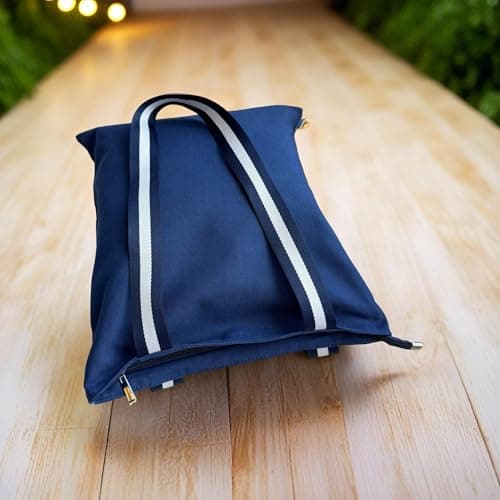 Augbunny 12OZ 100% Cotton Canvas Zipper Closure Lined Reusable Grocery Shopping Bag Beach Bag Daily Casual Multi Purpose Tote — view 3